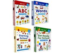 Wipe Clean Early Learning Activity Books Set for Kids (4 Books Collection) | ABC, Words, Starting School & Get Ready for School | Reusable Writing Practice with Pen