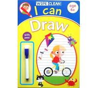 Wipe Clean I CAN DRAW School Educational Workbook 6+ Early Learning