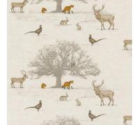 Wipe Clean Tablecloth Oilcloth Beige/Natural Woodland Animals 130cm (51") Round