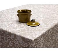 Wipe Clean Tablecloth PVC Oilcloth Cotton Backed - Taupe/Beige Pheasants and Hares Matt Finish Oilcloth Table cover- Rectangle, Square, Round - 132cm Wide (132cm x 200cm Rectangle)