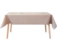 Wipe Clean Tablecloths PVC Vinyl Taupe and White Polka Dots 110cm Diameter