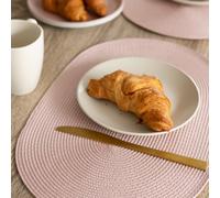 Wipe Clean Woven Oval Placemats Blush Set Of 4 29Cm X 44Cm