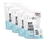 Wipe Those Hands On-The-Go Hand Sanitizing Wipes Bulk Pack - 4 Packs of 30 Individually Wrapped Wipes, 120 Total - Alcohol & Fragrance-Free - Kills Germs Fast - Travel Essentials