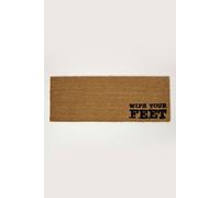 Wipe Your Feet Coir Double Door Mat Runner Homescapes Brown 45cm x 120cm