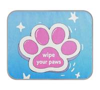 Wipe Your Paws Cartoon Cute Funny Pink Cat Claws Summer Cooling Dog Bed Self Cooling Blanket for Dogs for Dogs cat Outdoor Summer Camas frias para Perros M