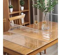 Wipeable Transparent Table Protector Cover - 1.5mm Thick Waterproof Clear Plastic for Dining Room Kitchen & Coffee Tables - No Shrinking Easy to Clean