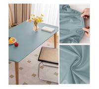 Wipeable Waterproof Faux Leather Table Cover Protector Non-Slip Elastic Edge Tablecloth Oil-Proof Vinyl Table Pad for Rectangle Dining Table (80×135cm Blue)