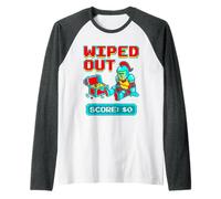 Wiped Out 16-Bit Retro Gamer Knight Pixel Art GRAP Raglan Baseball Tee