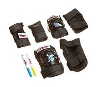 Wipeout Dry Erase Kids Cycling Protective Pad Set with Knee Pads, Elbow Pads, and Wristguards ,Black