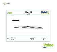 VALEO Silencio Wiper - V43 - All-Seasons Durable and Resistant Windshield Conventional Wiper Blade 430mm - 1 Wiper Blade - 574111