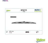 VALEO Silencio Wiper - V43 - All-Seasons Durable and Resistant Windshield Conventional Wiper Blade 430mm - 1 Wiper Blade - 574111