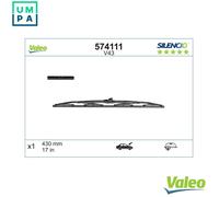 VALEO Silencio Wiper - V43 - All-Seasons Durable and Resistant Windshield Conventional Wiper Blade 430mm - 1 Wiper Blade - 574111