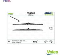 VALEO Silencio Wiper - VM202 - Kit of Cleaning Performance Conventional Wiper Blades with Washer Ramp - 650mm/450mm - Front - Set of 2 Wiper Blades - 574161