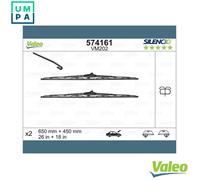 Valeo Silencio Kit of 2 Wiper Blades VM202 - Front - 650 mm / 450 mm | With Washer Ramp, Conventional Blades, 574161