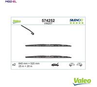 Valeo 574252 Silencio VM207 Front Windscreen Wiper Blade Set 645mm 520mm 25" 20"