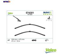 VALEO Silencio Wiper - VF300 - Kit of High Performance, Superior Road Visibility, Easy Installation Original Flat Blades 530mm/475mm - Front - Set of 2 Wiper Blades - 574301