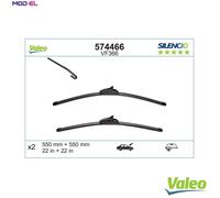 VALEO Silencio Wiper - VF366 - Kit of High Performance, Superior Road Visibility, Easy Installation Original Flat Blades 550mm/550mm - Front - Set of 2 Wiper Blades - 574466