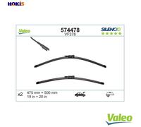 VALEO Silencio Wiper - VF378 - Kit of High Performance, Superior Road Visibility, Easy Installation Original Flat Blades 475mm/500mm - Front - Set of 2 Wiper Blades - 574478