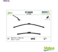 VALEO Silencio Wiper - VF466 - Kit of High Performance, Superior Road Visibility, Easy Installation Original Flat Blades 650mm/380mm - Front - Set of 2 Wiper Blades - 574666