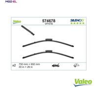 VALEO Silencio Wiper - VF478 - Kit of High Performance, Superior Road Visibility, Easy Installation Original Flat Blades 750mm/650mm - Front - Set of 2 Wiper Blades - 574678