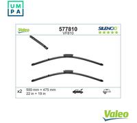 VALEO Silencio Wiper - VF810 - Kit of High Performance, Superior Road Visibility, Easy Installation Original Flat Blades 550mm/475mm - Front - Set of 2 Wiper Blades - 577810