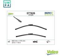Valeo Wiper Blade Silencio VF826 - High-Performance Flat Front Set 600/475 mm (Set of 2)