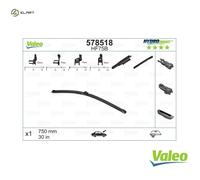 VALEO HYDROCONNECT Wiper blade 578518 750 Front Beam for left-hand drive vehicles 30 Hook fixing, Top Lock, Pin Fixing CITROËN: C4 Grand Picasso 2