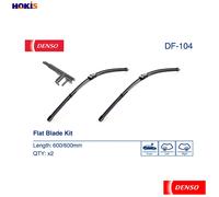DENSO Flat Front Window Wiper Blade DF104-600/600mm - Premium All Season Replacement Wipers - Side lock Arm - LHD/RHD