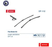 DENSO Flat Front Window Wiper Blade DF112-600/500mm - Premium All Season Replacement Wipers - Side lock Arm - LHD/RHD
