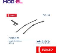 DENSO Flat Front Window Wiper Blade DF112-600/500mm - Premium All Season Replacement Wipers - Side lock Arm - LHD/RHD