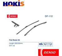 DENSO Flat Front Window Wiper Blade DF112-600/500mm - Premium All Season Replacement Wipers - Side lock Arm - LHD/RHD