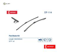 DENSO Flat Front Window Wiper Blade DF114-650/500mm - Premium All Season Replacement Wipers - Side lock Arm - LHD/RHD