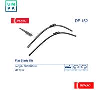 Denso Wiper Blade DF-152 - Flat 680/680mm Pinch-Tab All-Season - Fits Ford Mondeo V