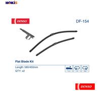 DENSO Flat Front Window Wiper Blade DF154-575/450mm - Premium All Season Replacement Wipers - Side lock Arm - LHD/RHD
