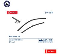 DENSO Flat Front Window Wiper Blade DF154-575/450mm - Premium All Season Replacement Wipers - Side lock Arm - LHD/RHD