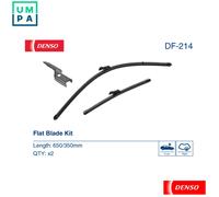 DENSO Flat Front Window Wiper Blade DF214-650/340mm - Premium All Season Replacement Wipers - Push Button Arm - RHD