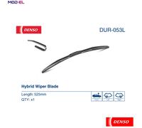 DENSO Hybrid Front Window Wiper Blade DUR053L - 530mm - Premium Graphine Coated All Season Replacement Windscreen Wipers - OEM Reference: 1608028780 - U-Hook Arm - LHD