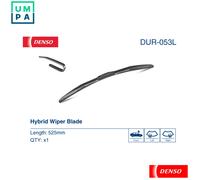 DENSO Hybrid Front Window Wiper Blade DUR053L - 530mm - Premium Graphine Coated All Season Replacement Windscreen Wipers - OEM Reference: 1608028780 - U-Hook Arm - LHD
