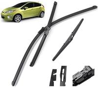 Wiper Blade Set for Ford Fiesta 7 2008-2016,26 + 15 + 12 Zoll Front Rear Windshield Wipers Automotive Durable Aerodynamic Replacement Blades Rain Brushes Arm Set