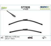 VALEO Silencio Wiper - VF826 - Kit of High Performance, Superior Road Visibility, Easy Installation Original Flat Blades 600mm/475mm - Front - Set of 2 Wiper Blades - 577826