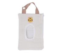 Wipes Bag, Adorable Cartoon Design, Portable Pull Out Tissue Storage Bag for Cars, Outdoors, Cotton Fabric, 15 X 23cm (White Tiger)