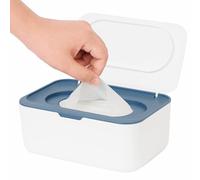 Wipes Dispenser Wet Wipes Box Wipe Holder with Lid for Baby & Adult Seposeve Refillable Wipe Container Keeps Thing Fresh Non-Slip Easy Open Close Pouch Case One-Handed (Blue)