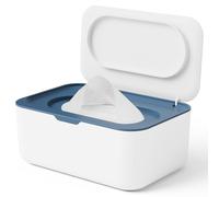 Wipes Dispenser, Wipe Holder for Baby & Adult, Seposeve Refillable Wipe Container, Keeps Wipes Fresh, One-Handed Operation. Non-Slip, Easy Open/Close Wipes Pouch Case, Blue