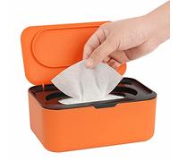 Wipes Dispenser, Wipe Holder for Baby & Adult, Seposeve Refillable Wipe Container, Keeps Wipes Fresh, One-Handed Operation. Non-Slip, Easy Open/Close Wipes Pouch Case, Orange