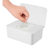 Wipes Dispenser, Wipe Holder for Baby & Adult, Seposeve Refillable Wipe Container with Sealing Design, Keeps Wipes Fresh, One-Handed Operation. Non-Slip, Easy Open/Close Wipes Pouch Case, White