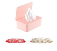 Wipes Dispenser with 2Pcs Portable Refillable Wipe Holder,Reusable Large Wipe Holder Box Flushable Wipes Case Bathroom Wipes Container for Pet Nursery Kitchen Office Counter(Pink)