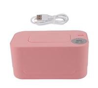 Wipes Warmer with Night Light Temperature, Wipe Warmer Dispenser, Adjustable Refillable Multifunctional Portable USB Wipes Holder Dispenser (Pink)