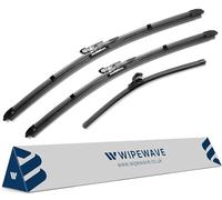 WipeWave Windscreen Wiper Blades for Citroen C4 2004-2010 Hatchback, 28" 24" 12" Front and rear Pinch tap, Rear Special Enhanced Clarity, Easy Replacement