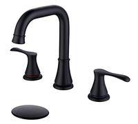 WiPPhs Black 3 Hole Bathroom Faucet with Drain, Vanity 2 Handle 8 in Widespread Bathroom Faucet for Sink with cUPC Supply Hose, Matte Black 3 Pieces Bathroom Sink Faucet WI3638BK