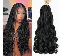 Wipporya 6 Packs French Curl Braiding Hair - 18 Inch Loose Wave Bouncy Pre Stretched Yaki Curly Crochet Hair for Black Women (1B)